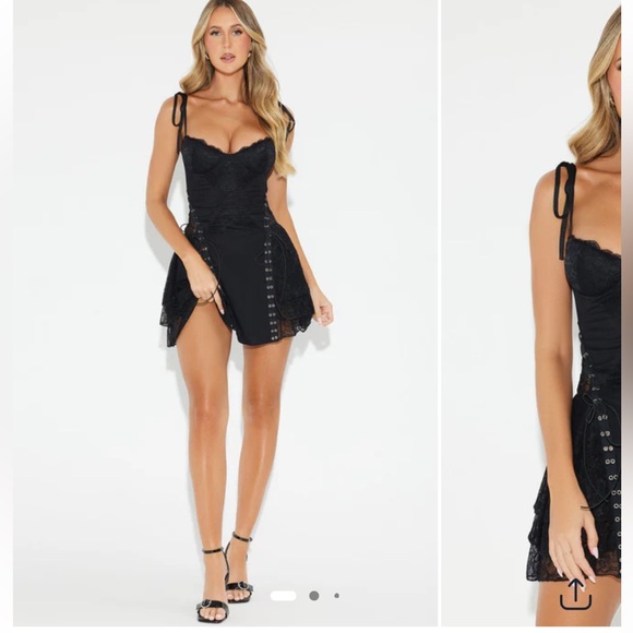 Cora Lace Mini Dress - Black - Picture 4 of 6